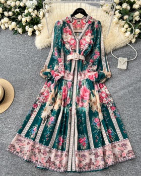 Single-breasted long dress dress for women