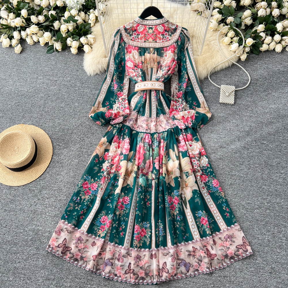 Single-breasted long dress dress for women