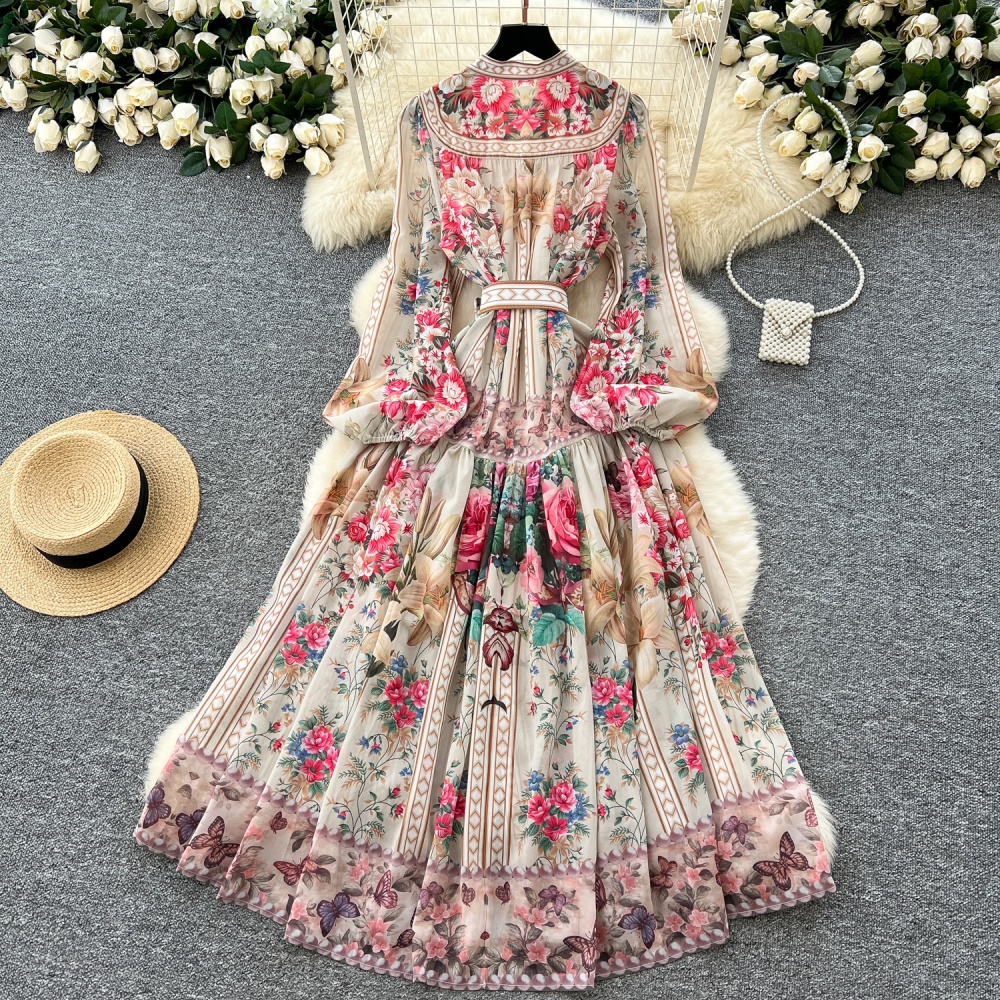 Single-breasted long dress dress for women