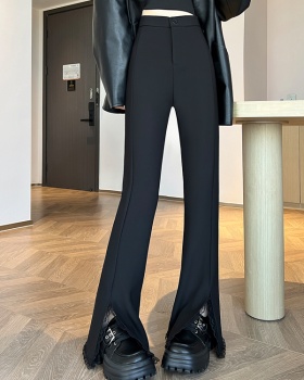 Straight black suit pants spring lace flare pants