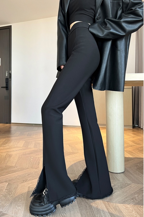 Straight black suit pants spring lace flare pants