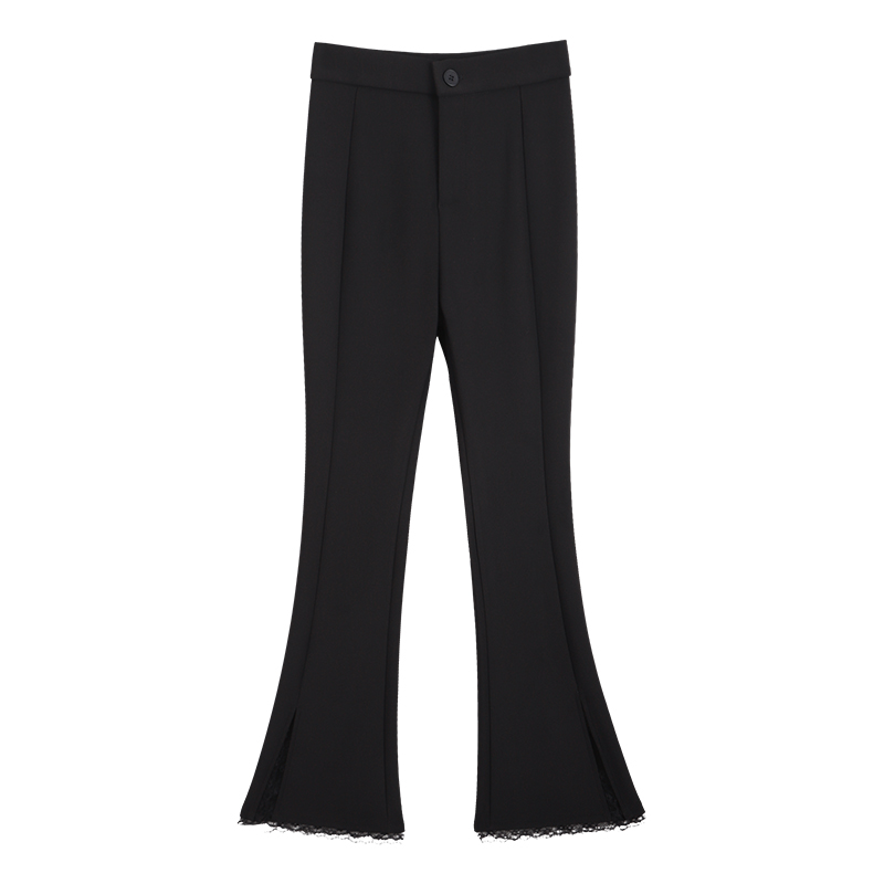 Straight black suit pants spring lace flare pants