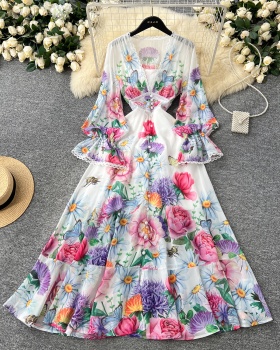 European style niche dress lace long dress for women