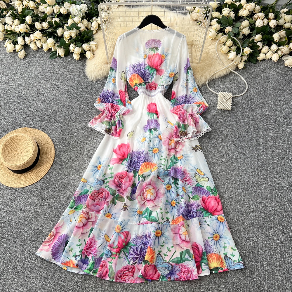 European style niche dress lace long dress for women