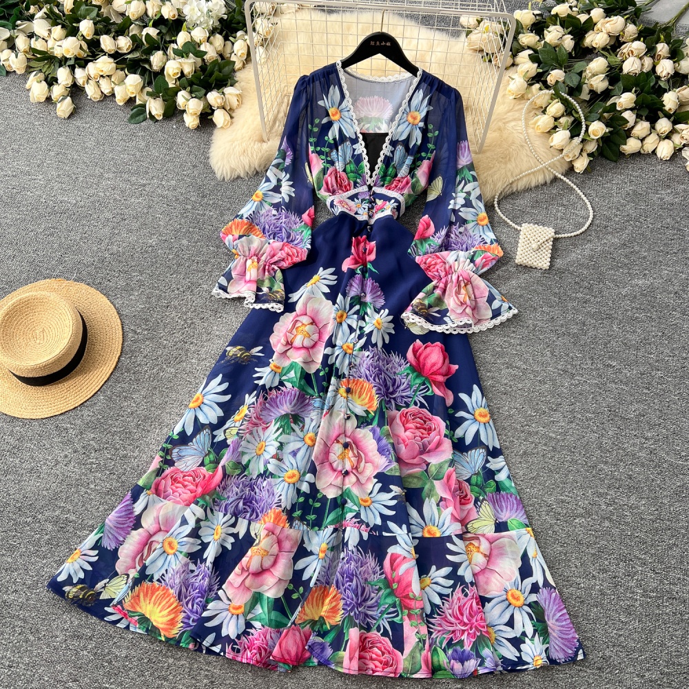 European style niche dress lace long dress for women