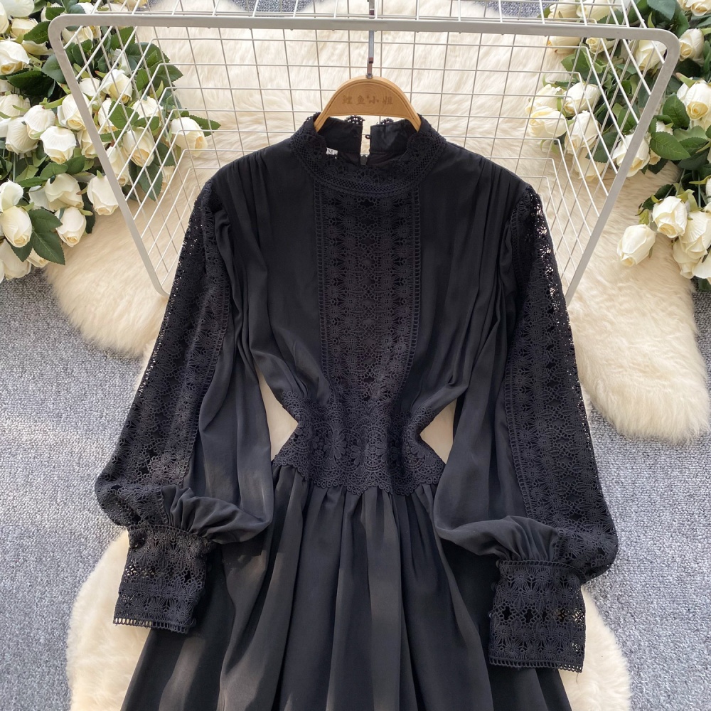 France style court style hollow long vacation dress