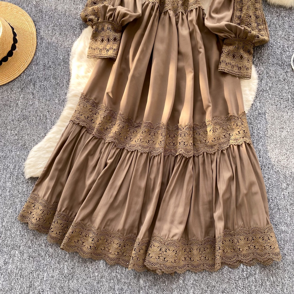 France style court style hollow long vacation dress