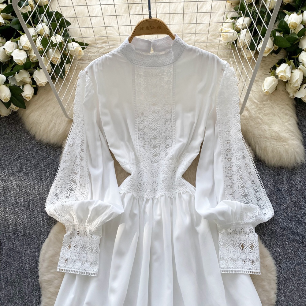 France style court style hollow long vacation dress