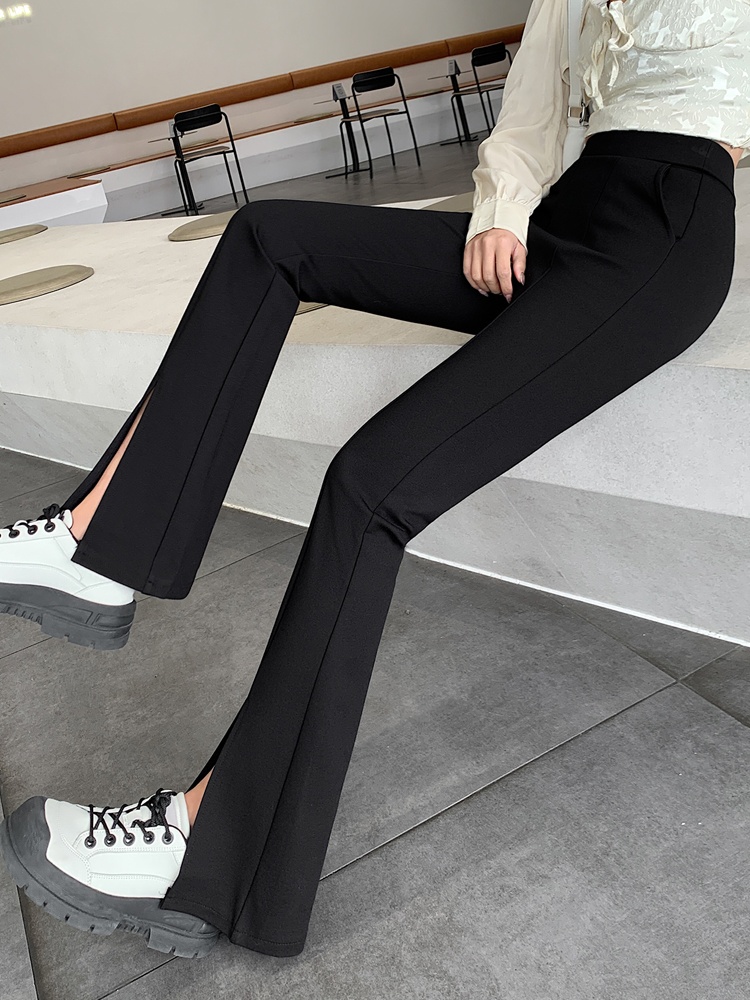 Slim front split flare pants drape long pants for women