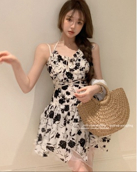 Slim crochet sling France style dress for women