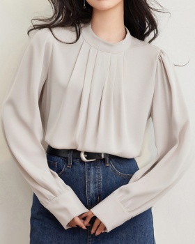 Satin long sleeve tops profession shirt for women