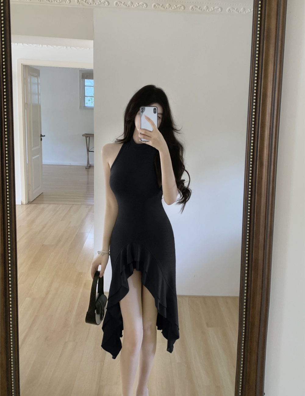 Pinched waist irregular summer long sleeveless sexy dress