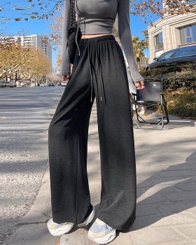 Spring straight pants knitted wide leg pants for women