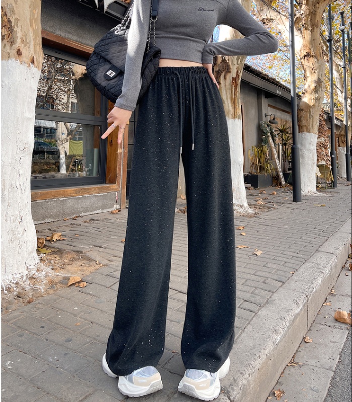 Spring straight pants knitted wide leg pants for women