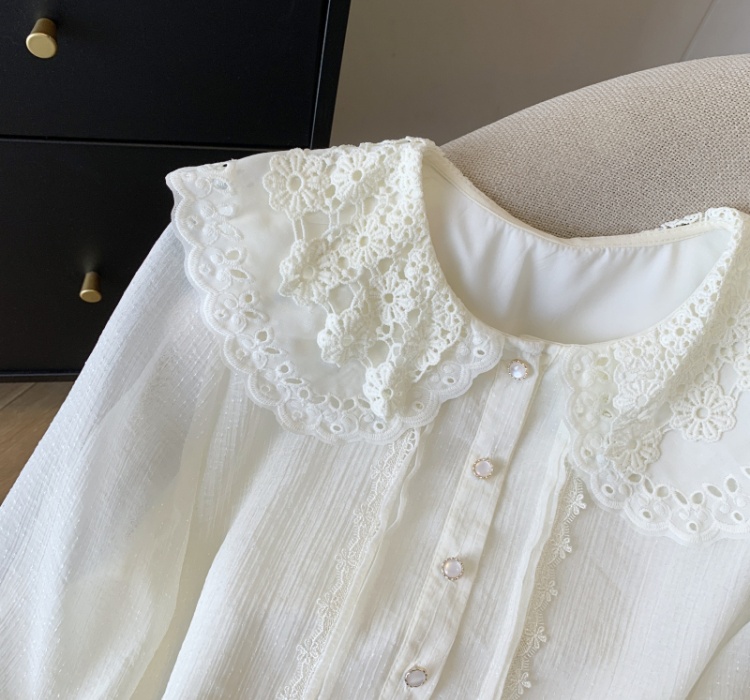 Sweet France style loose tops doll collar niche shirt