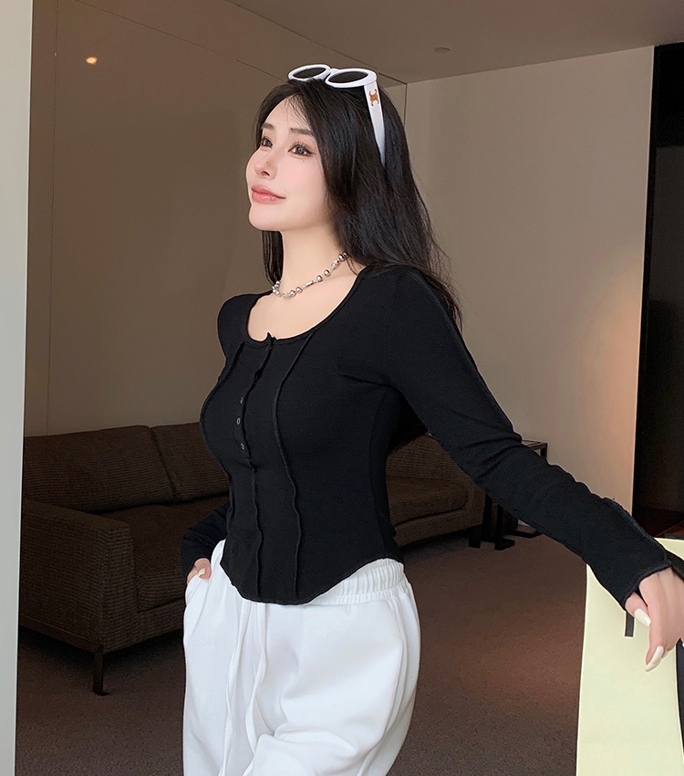 Low-cut long sleeve bottoming shirt spring tops