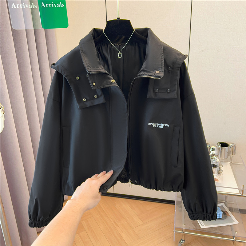 Lapel letters technical jacket Casual short coat