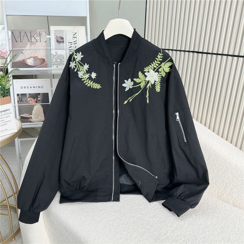 Flowers clip cotton embroidery jacket retro American style coat