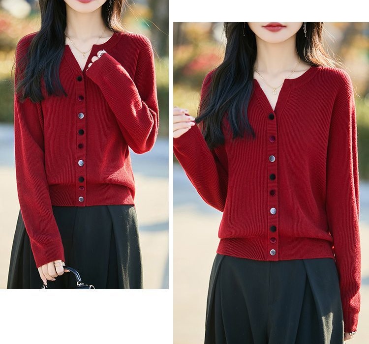 Western style sweater long sleeve cardigan for women