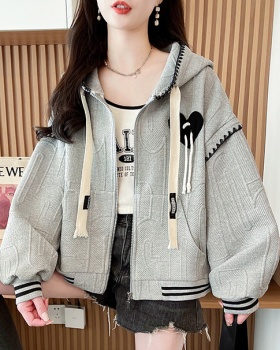 Fashion Casual jacquard coat all-match zip loose tops