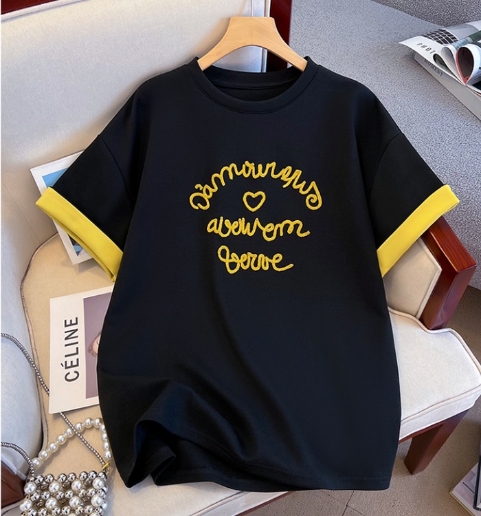 Letters long tops short sleeve niche T-shirt for women