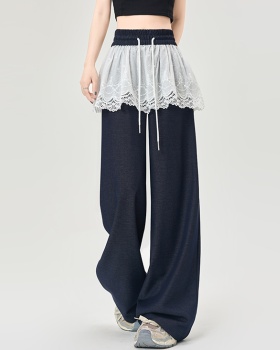 Mopping lace Casual wide leg pants denim loose pants