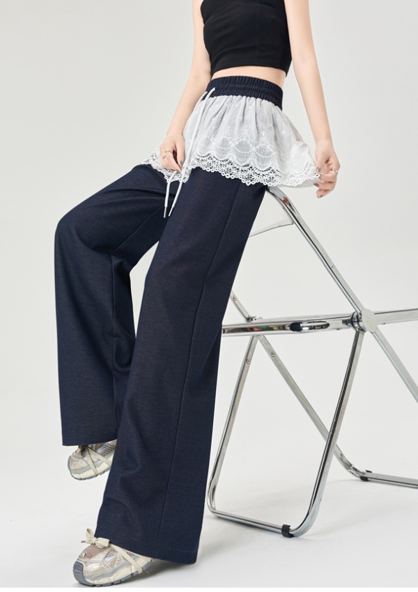 Mopping lace Casual wide leg pants denim loose pants