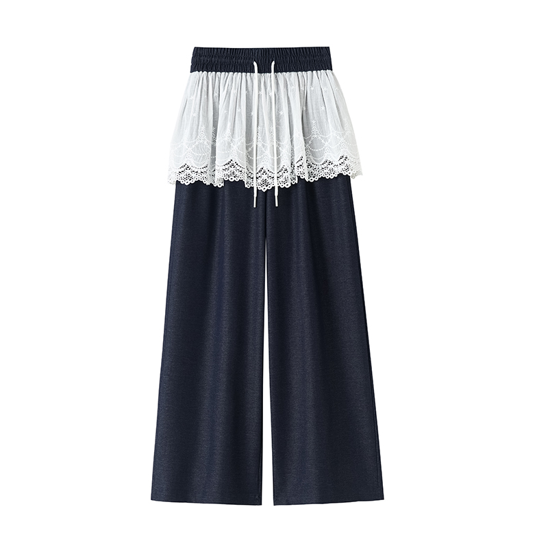 Mopping lace Casual wide leg pants denim loose pants