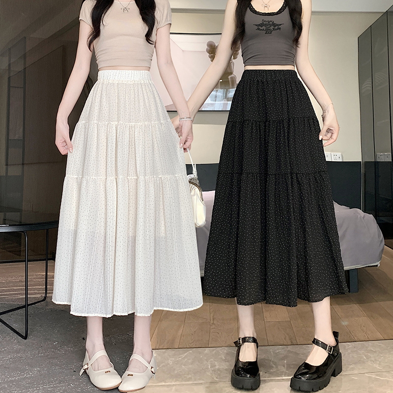 Spring and summer high waist skirt A-line long skirt for women