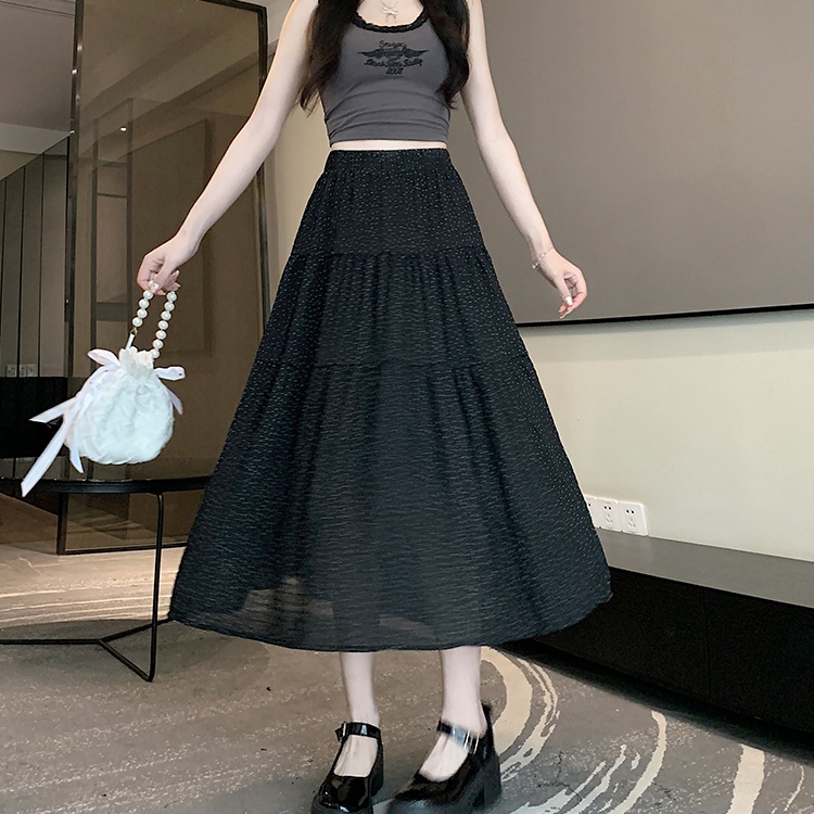 Spring and summer high waist skirt A-line long skirt for women