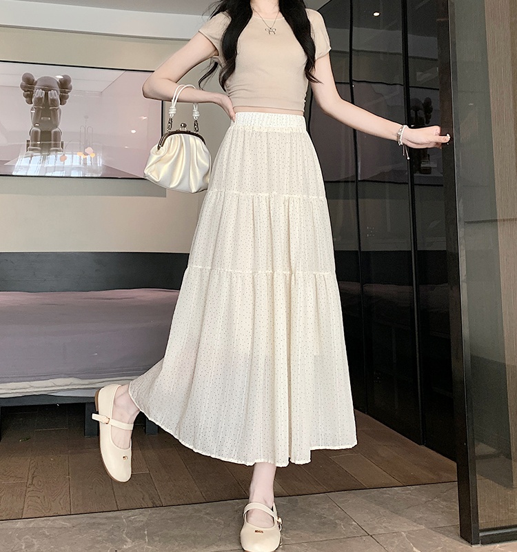 Spring and summer high waist skirt A-line long skirt for women