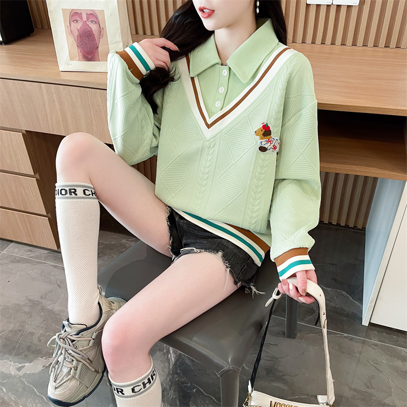 Large yard Pseudo-two hoodie loose tops for women