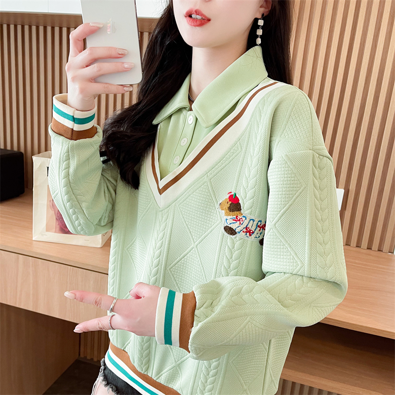 Large yard Pseudo-two hoodie loose tops for women