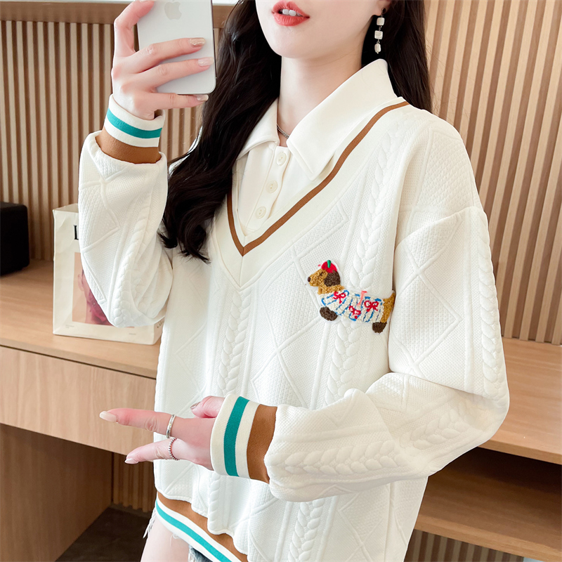 Large yard Pseudo-two hoodie loose tops for women