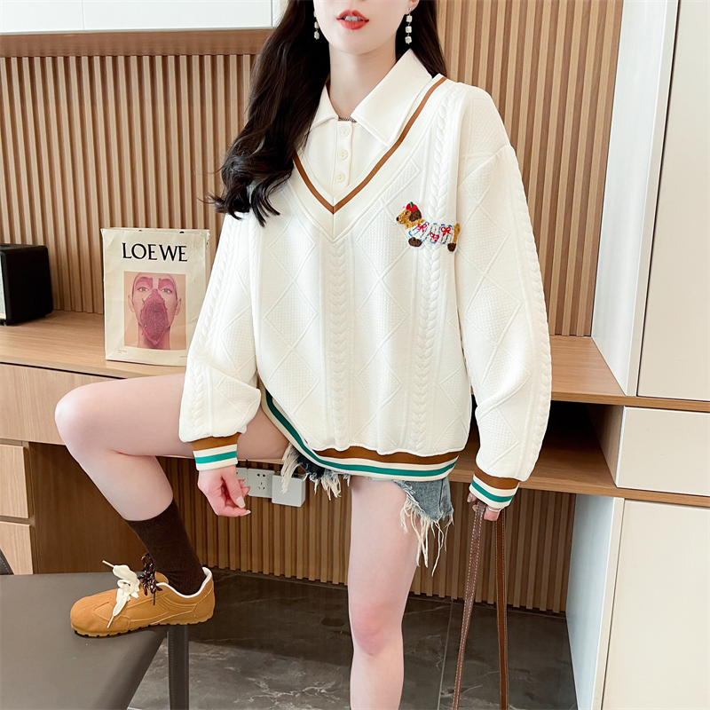 Large yard Pseudo-two hoodie loose tops for women