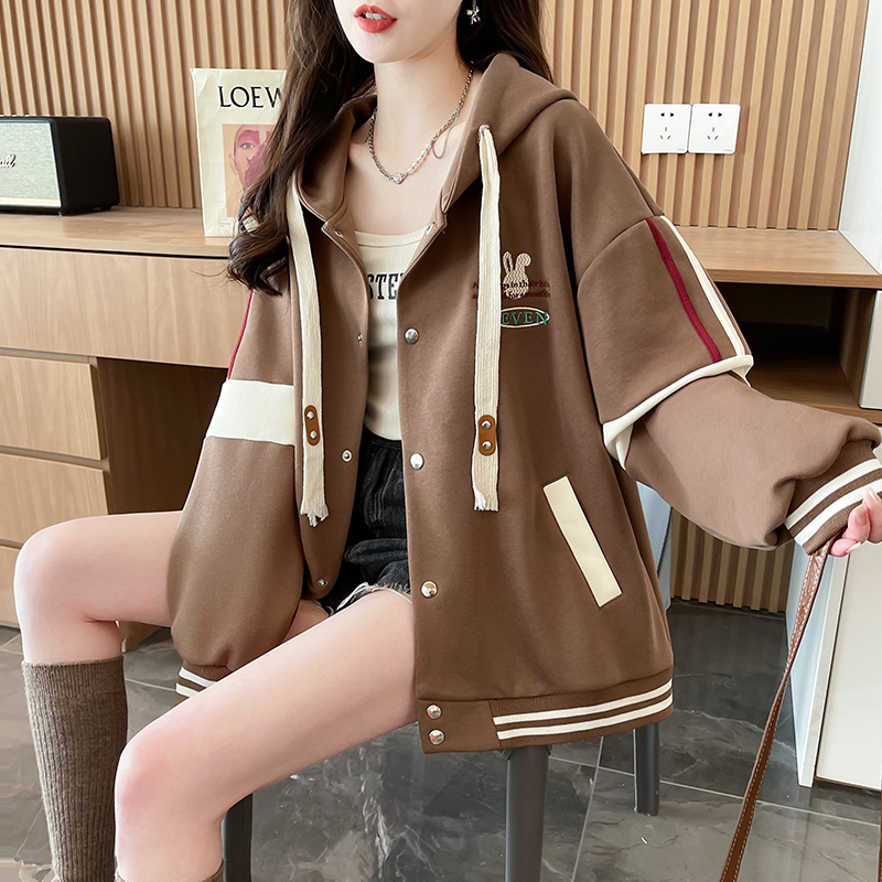 Cotton baseball uniforms Korean style coat for women