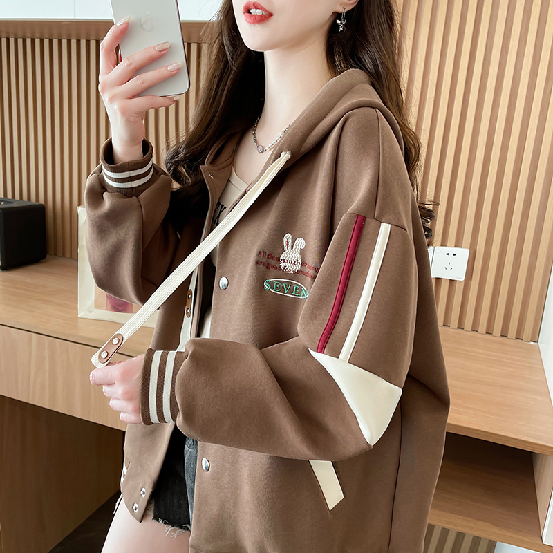 Cotton baseball uniforms Korean style coat for women