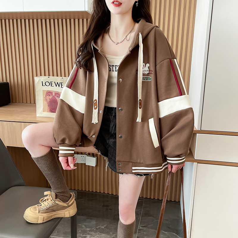 Cotton baseball uniforms Korean style coat for women