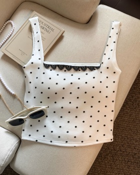 Sexy sling bottoming shirt polka dot vest