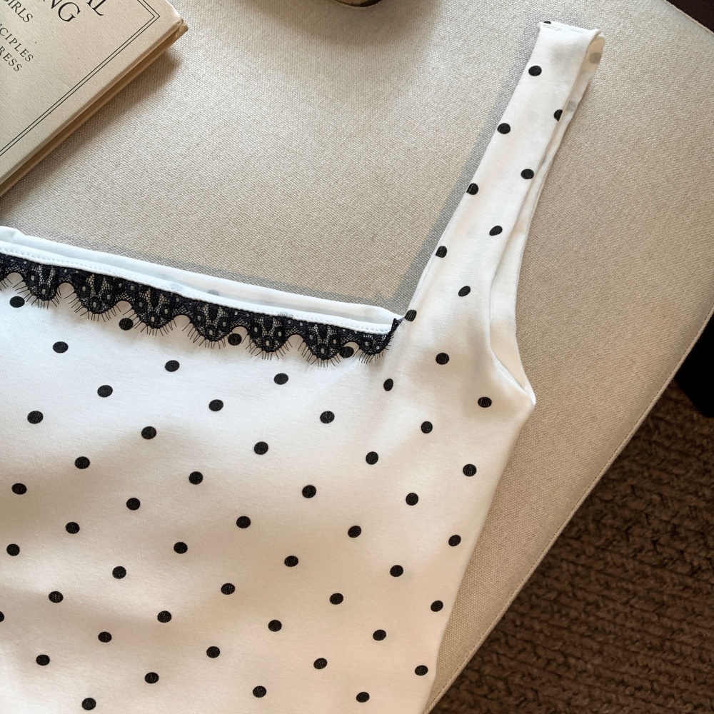 Sexy sling bottoming shirt polka dot vest