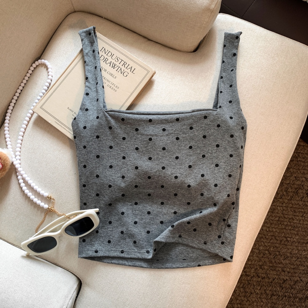 Sexy sling bottoming shirt polka dot vest