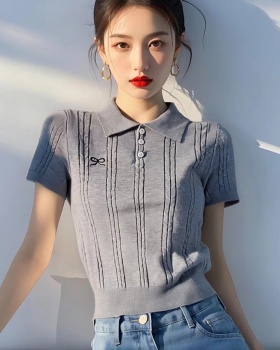 American style short sleeve bottoming shirt unique gray tops