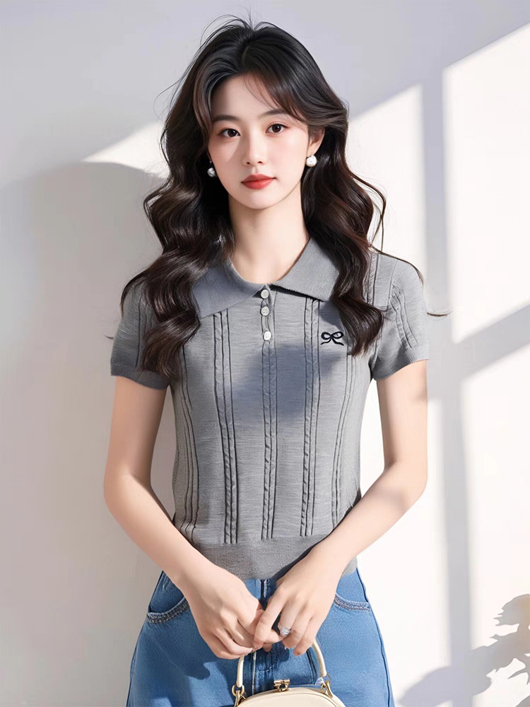 American style short sleeve bottoming shirt unique gray tops