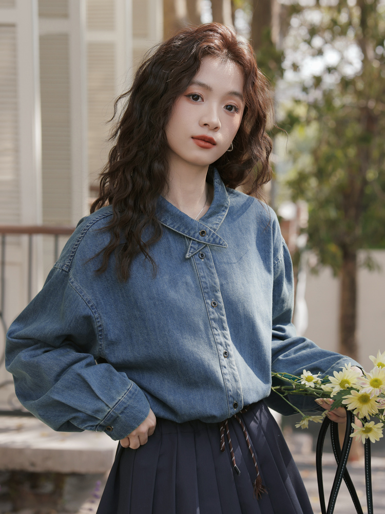 Korean style cardigan denim shirt for women