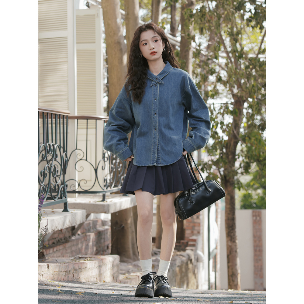 Korean style cardigan denim shirt for women