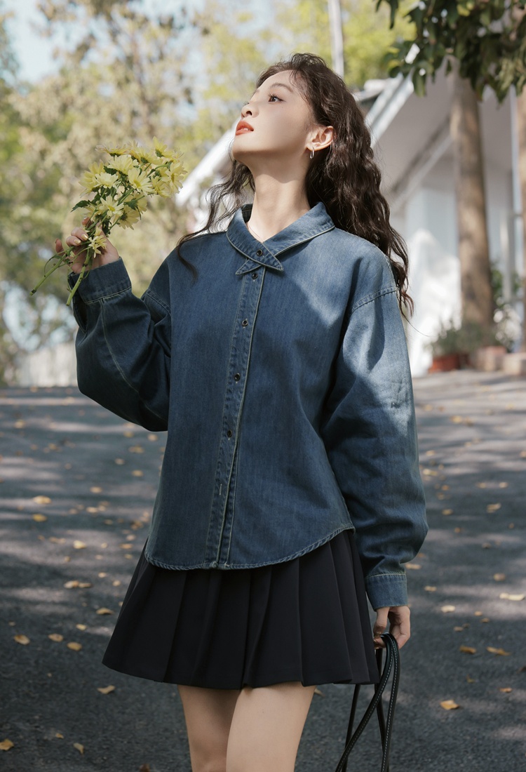 Korean style cardigan denim shirt for women