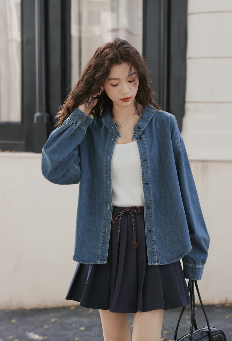 Korean style cardigan denim shirt for women