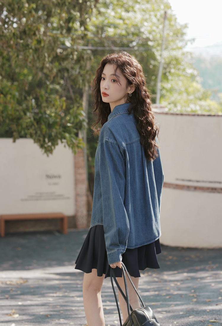 Korean style cardigan denim shirt for women