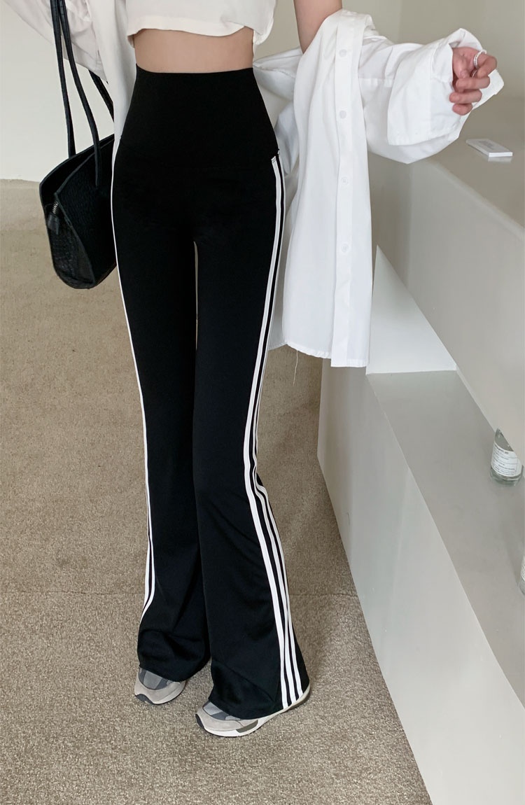 Sports micro speaker long pants stripe yoga pants for women