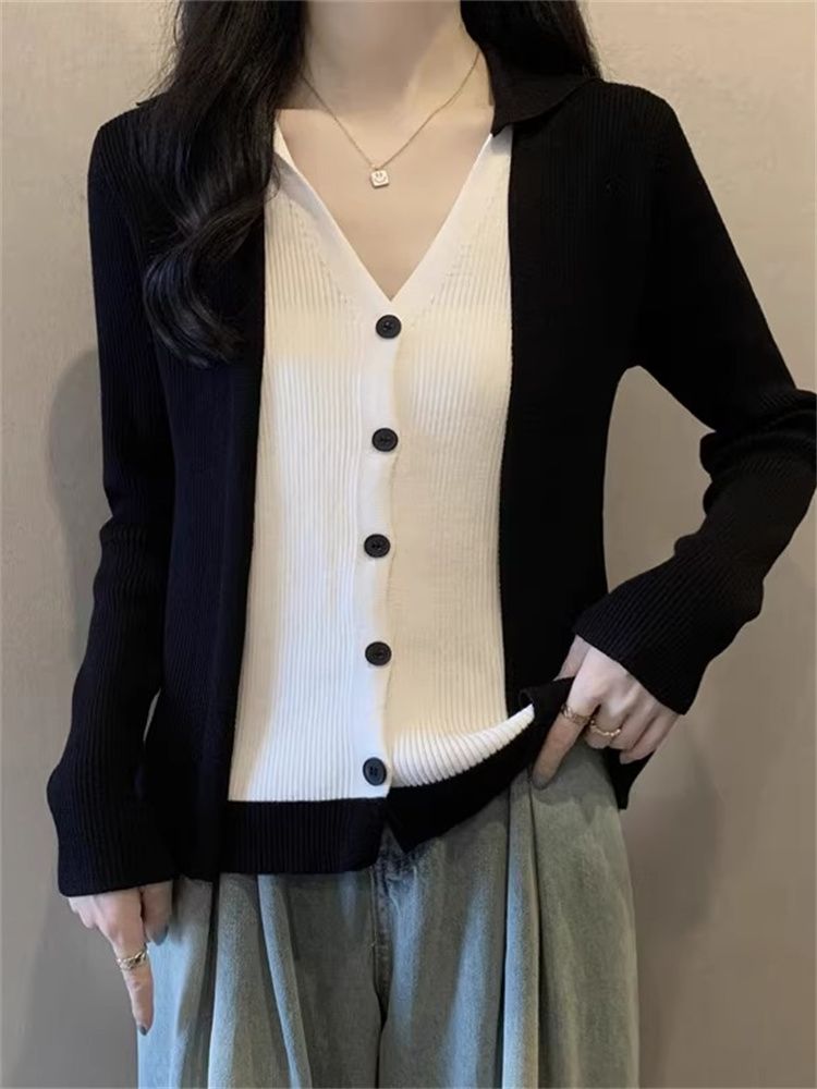 V-neck temperament cardigan unique spring tops for women